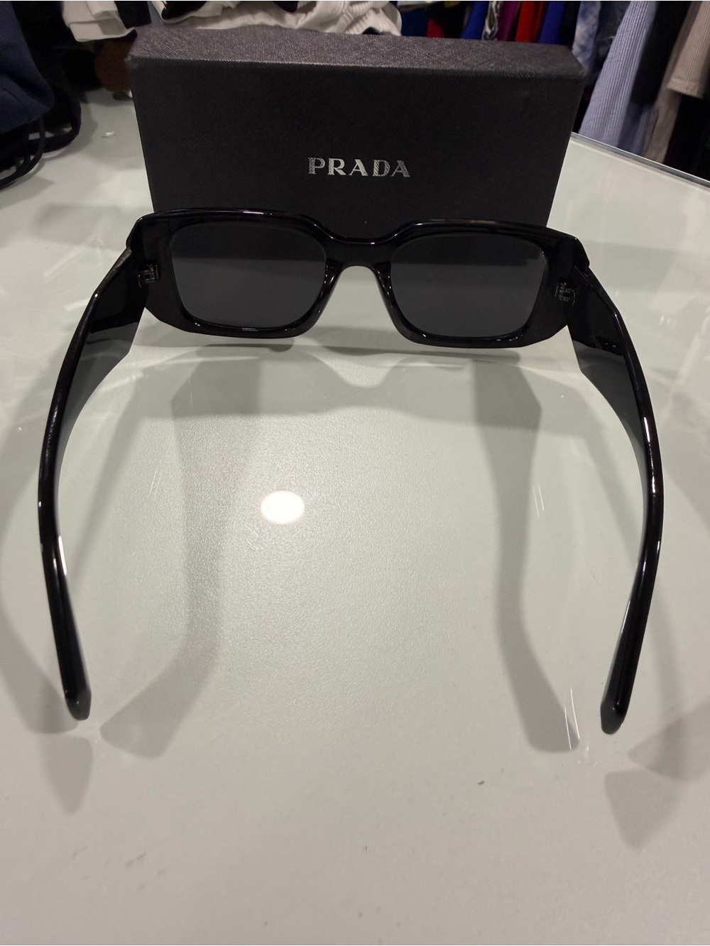 Prada Black Angular Rectangular Sunglasses - Picture 2 of 7